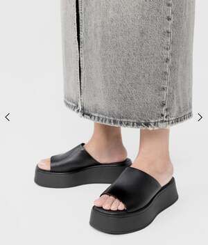 Vagabond Shoemakers Courtney Flatform Slide Sandal in Black Leather SIZE 8